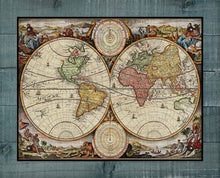 Load image into Gallery viewer, 1700s World Map - Board Mounted Canvas Print
