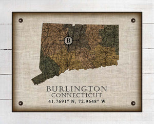 Burlington Connecticut Vintage Design On 100% Natural Linen