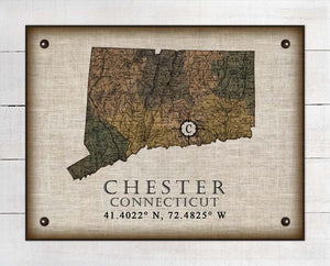 Chester Connecticut Vintage Design On 100% Natural Linen