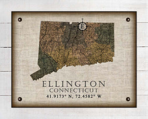 Ellington  Connecticut Vintage Design On 100% Natural Linen