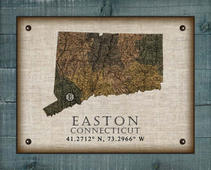 Easton Connecticut Vintage Design On 100% Natural Linen