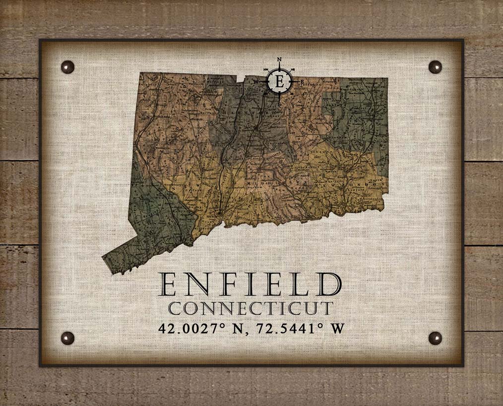 Enfield Connecticut Vintage Design On 100% Natural Linen