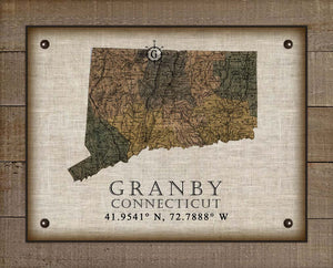 Granby Connecticut Vintage Design Board Mounted Canvas Print
