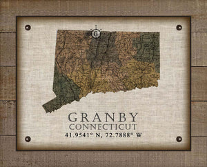 Granby Connecticut Vintage Design On 100% Natural Linen