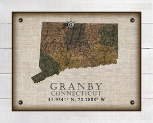 Granby Connecticut Vintage Design Board Mounted Canvas Print