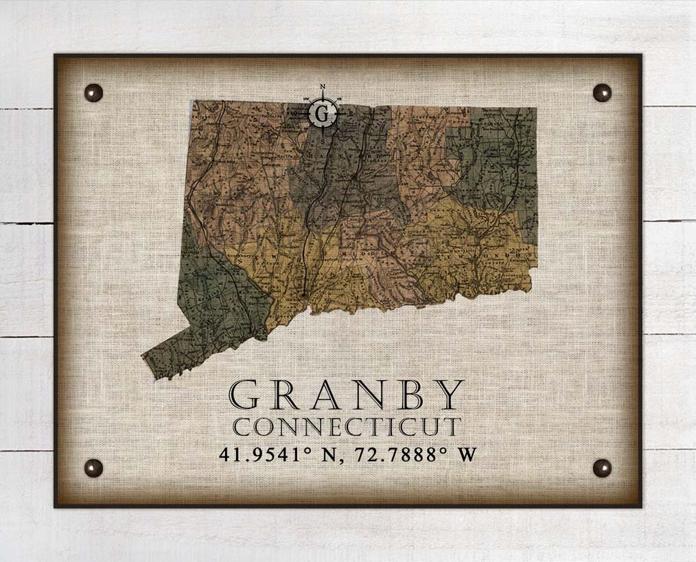 Granby Connecticut Vintage Design On 100% Natural Linen