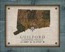 Load image into Gallery viewer, Guilford Connecticut Vintage Design Board Mounted Canvas Print
