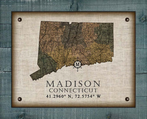 Madison Connecticut Vintage Design On 100% Natural Linen