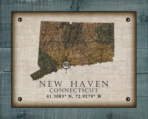 New Haven Connecticut Vintage Design On 100% Natural Linen