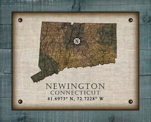 Newington Connecticut Vintage Design On 100% Natural Linen