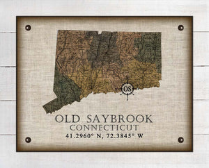 Old Saybrook Connecticut Vintage Design On 100% Natural Linen