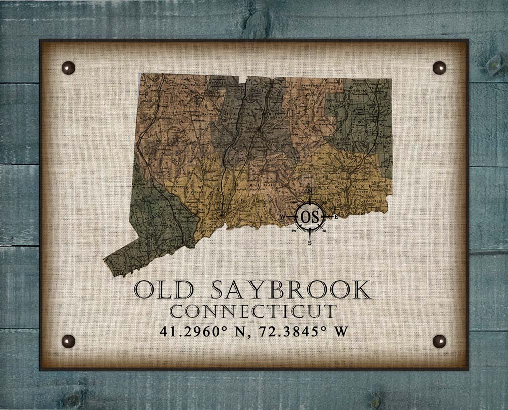 Old Saybrook Connecticut Vintage Design On 100% Natural Linen