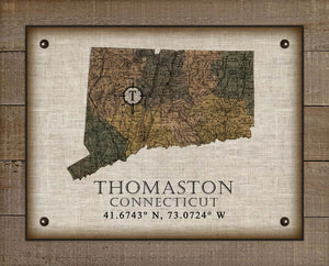 Thomaston Connecticut Vintage Design On 100% Natural Linen