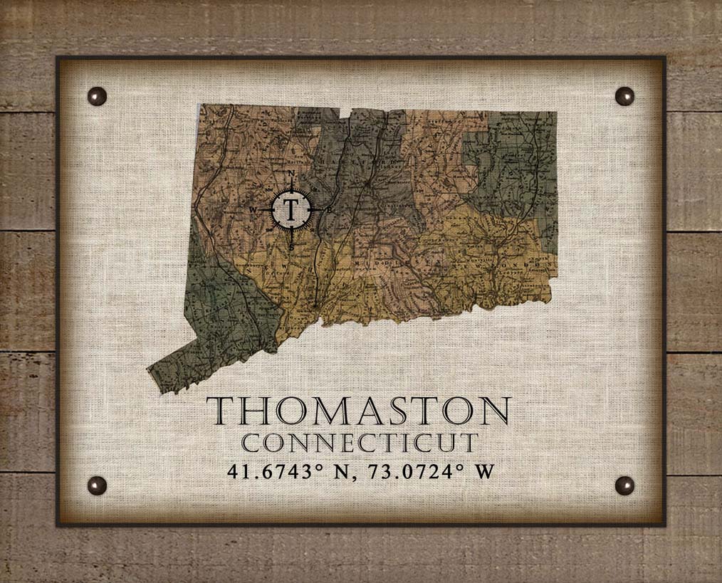 Thomaston Connecticut Vintage Design On 100% Natural Linen