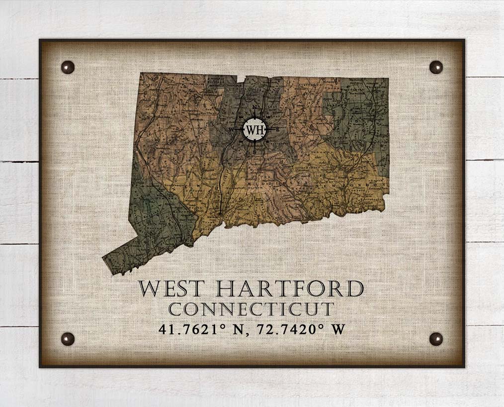 West Hartford Connecticut Vintage Design On 100% Natural Linen