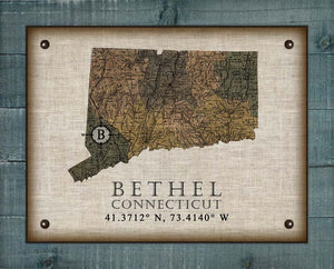 Bethel Connecticut Vintage Design Board Mounted Canvas Print