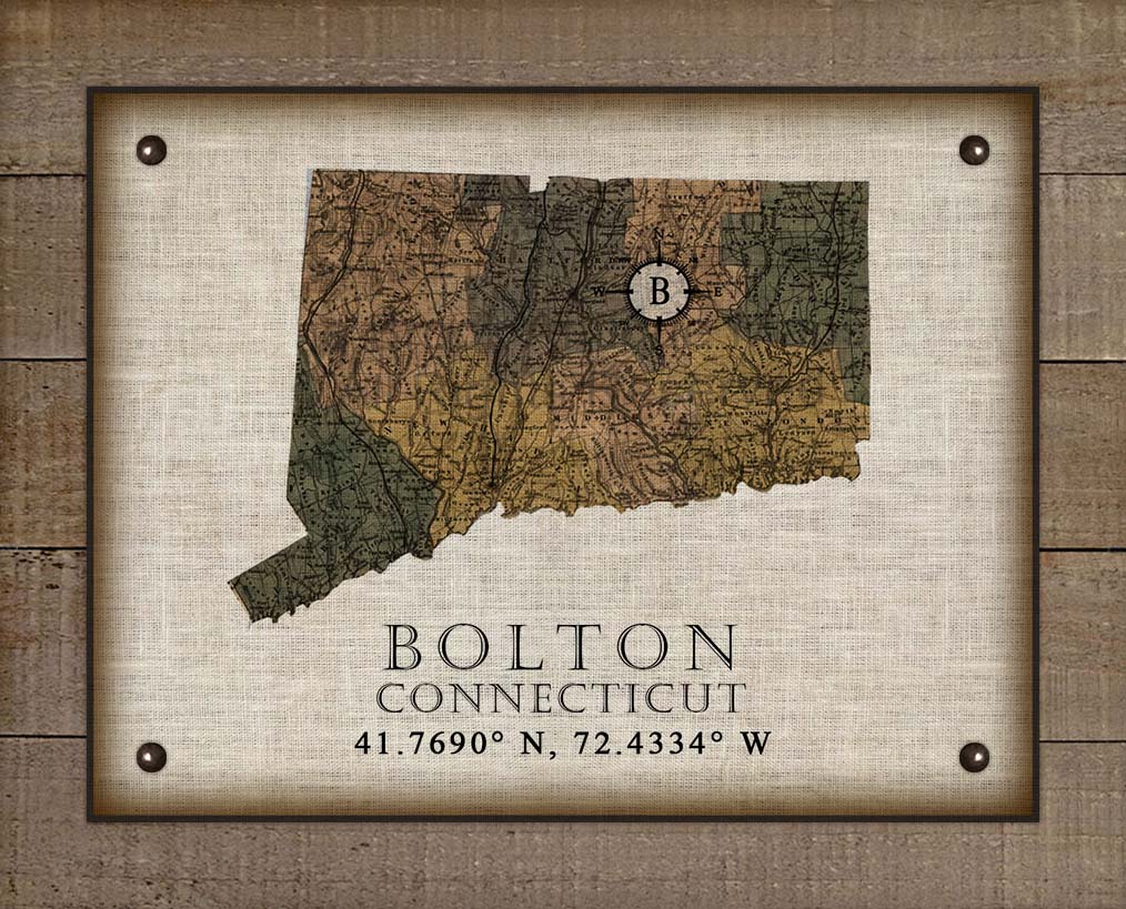 Bolton Connecticut Vintage Design On 100% Natural Linen