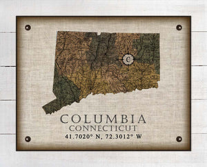 Columbia Connecticut Vintage Design On 100% Natural Linen
