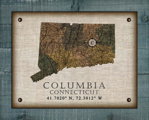 Columbia Connecticut Vintage Design On 100% Natural Linen