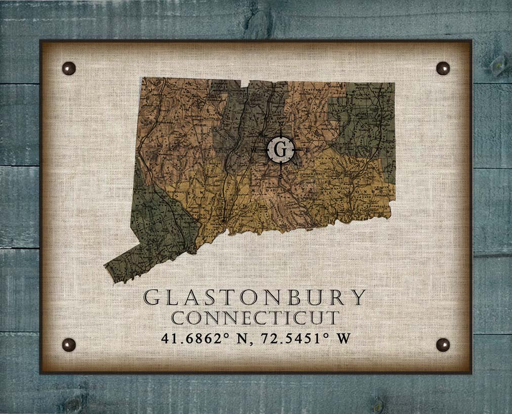 Glastonbury Connecticut Vintage Design On 100% Natural Linen