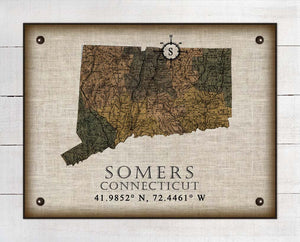 Somers Connecticut Vintage Design On 100% Natural Linen