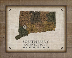 Southbury Connecticut Vintage Design On 100% Natural Linen
