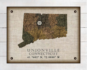 Unionville Connecticut Vintage Design On 100% Natural Linen