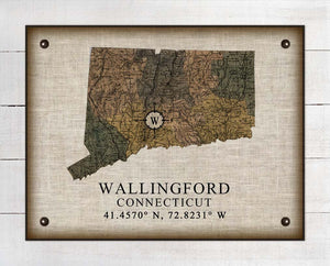 Wallingford Connecticut Vintage Design Board Mounted Canvas Print