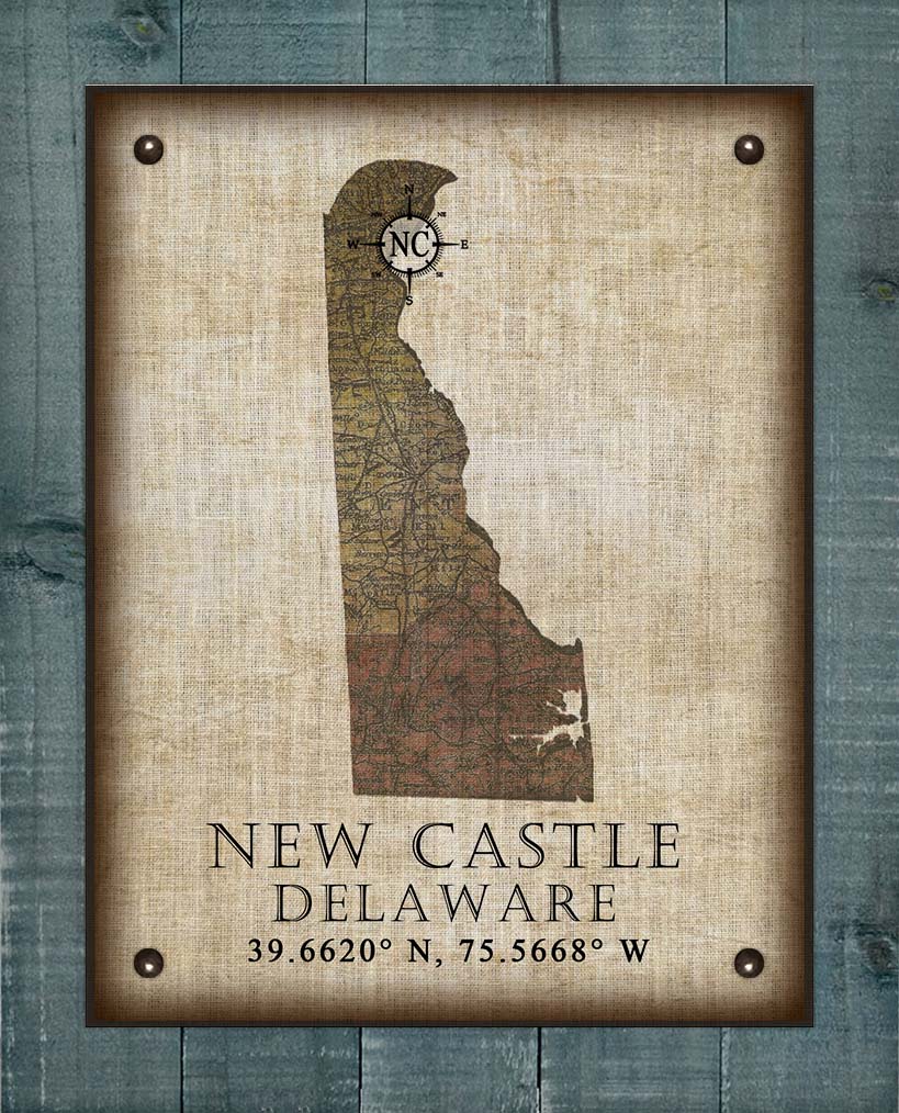 New Castle Delaware Vintage Design - On 100% Natural Linen