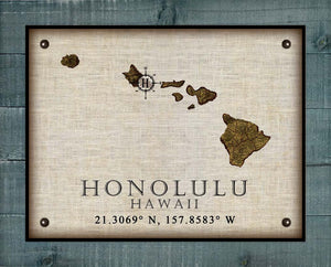 Honolulu Hawaii Vintage Design - On 100% Natural Linen