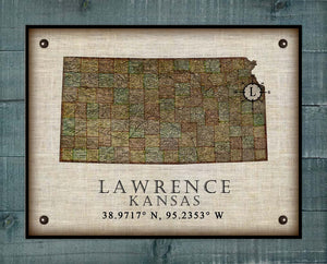 Lawrence Kansas Vintage Design - On 100% Natural Linen