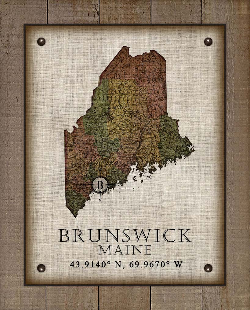 Brunswick Maine Vintage Design On 100% Natural Linen
