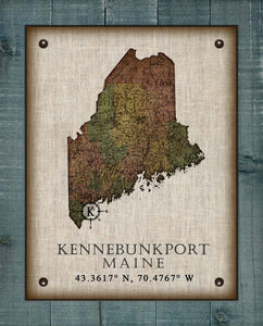 Kennebunkport Maine Vintage Design On 100% Natural Linen