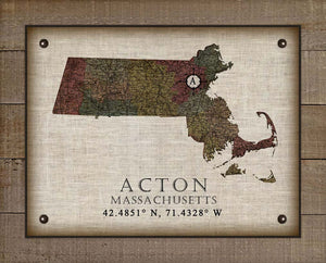 Acton Massachusetts Vintage Design On 100% Natural Linen