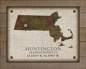 Huntington Massachusetts Vintage Design - Board Mounted Canvas Print
