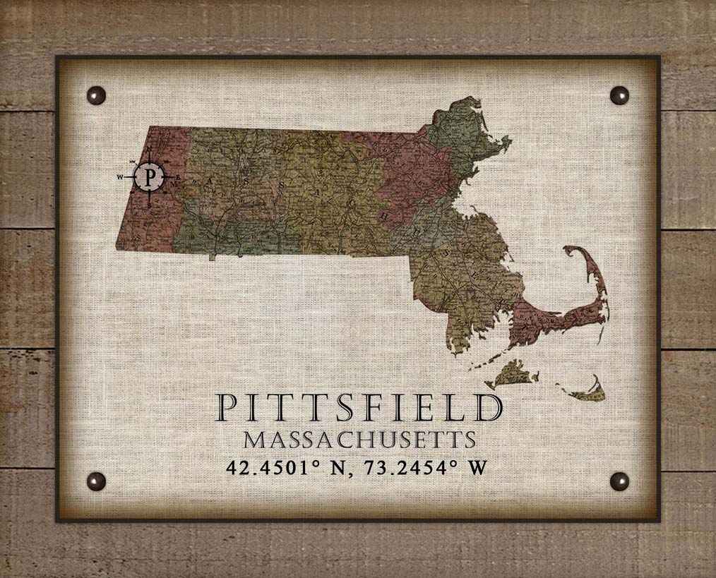 Pittsfield Massachusetts Vintage Design - On 100% Natural Linen