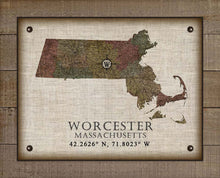 Load image into Gallery viewer, Worcester Massachusetts Vintage Design - On 100% Natural Linen
