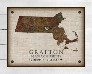 Grafton Massachusetts Vintage Design Board Mounted Canvas Print