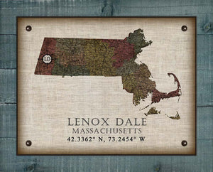 Lenox Dale Massachusetts Vintage Design - On 100% Natural Linen