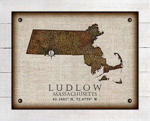 Ludlow Massachusetts Vintage Design - Board Mounted Canvas Print