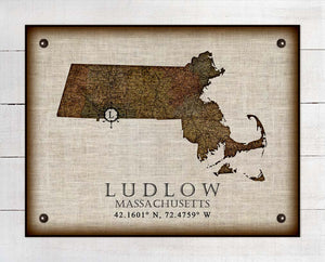 Ludlow Massachusetts Vintage Design - On 100% Natural Linen