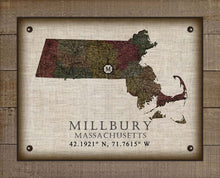 Load image into Gallery viewer, Millbury Massachusetts Vintage Design - On 100% Natural Linen

