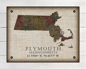 Plymouth Massachusetts Vintage Design - On 100% Natural Linen