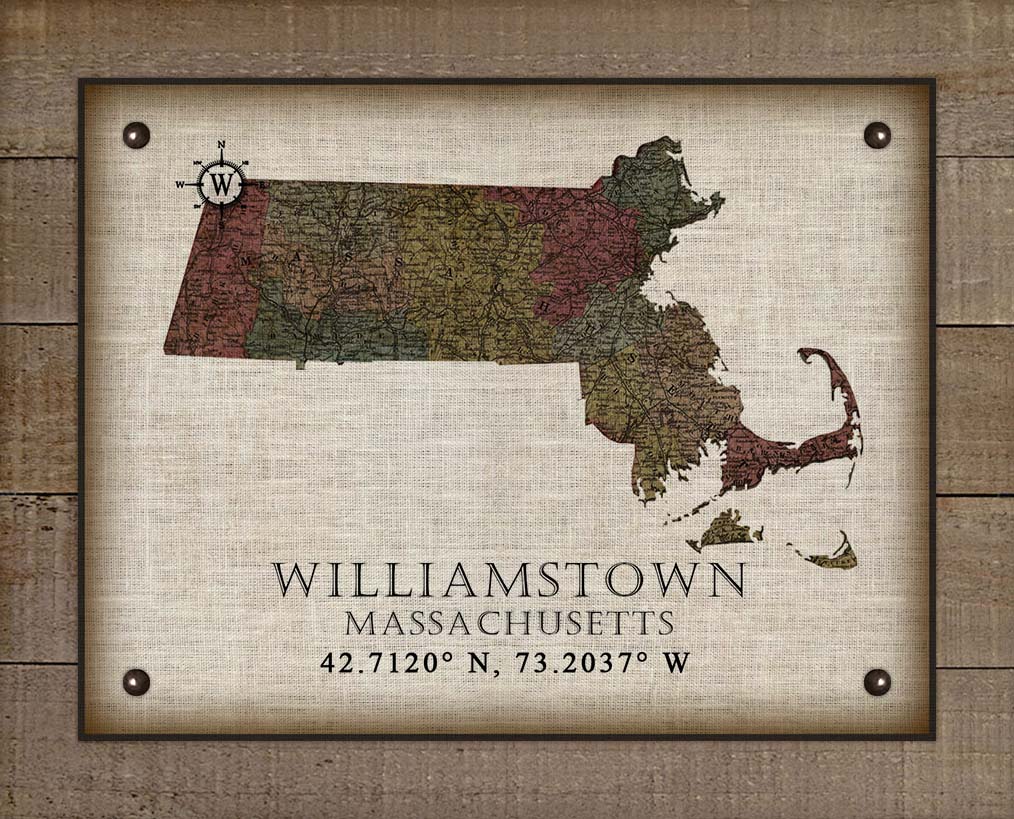 Williamstown Massachusetts Vintage Design - On 100% Natural Linen