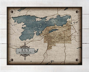 Ely Minnesota Map - On 100% Natural Linen