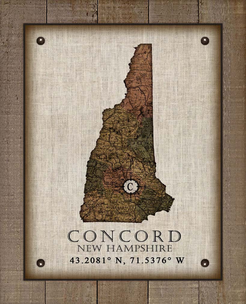 Concord New Hampshire Vintage Design - On 100% Natural Linen