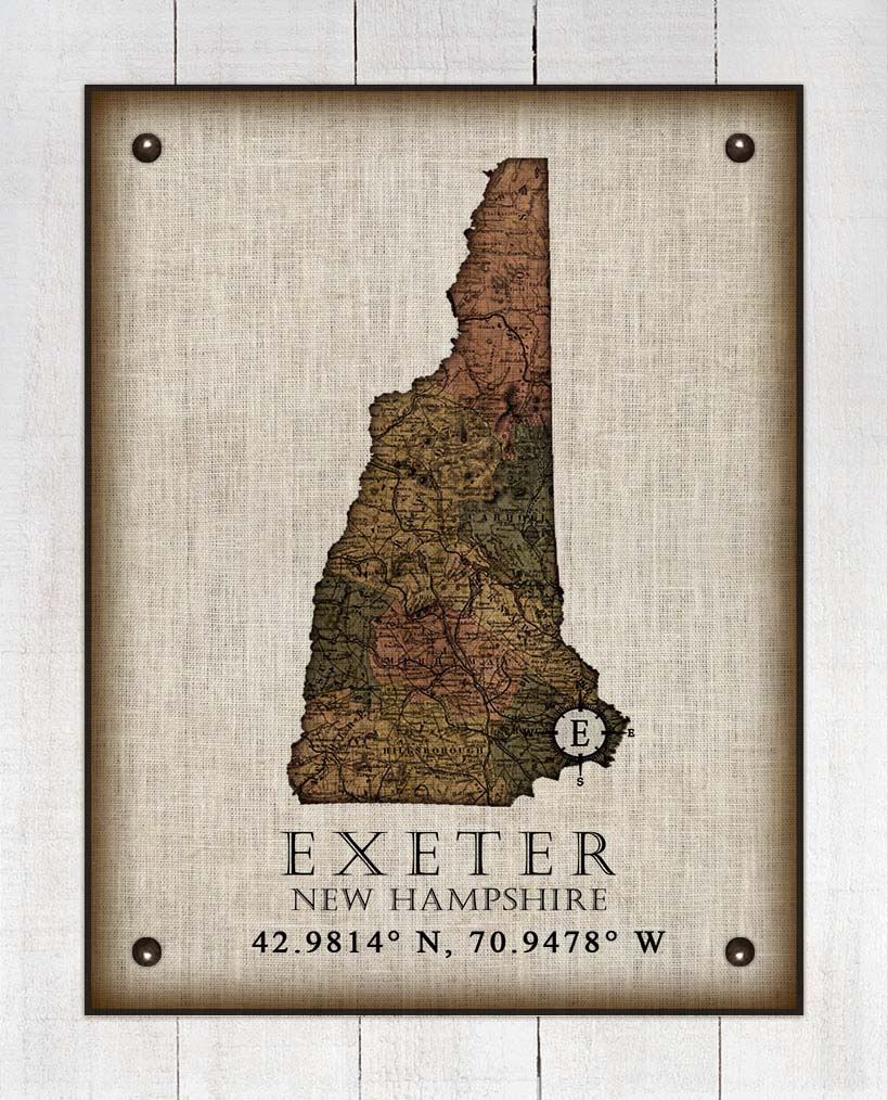 Exeter New Hampshire Vintage Design - On 100% Natural Linen