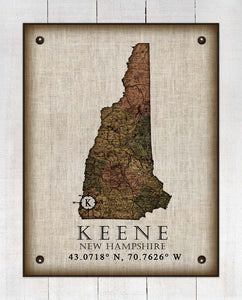 Keene New Hampshire Vintage Design - On 100% Natural Linen