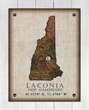 Load image into Gallery viewer, Laconia New Hampshire Vintage Design - On 100% Natural Linen
