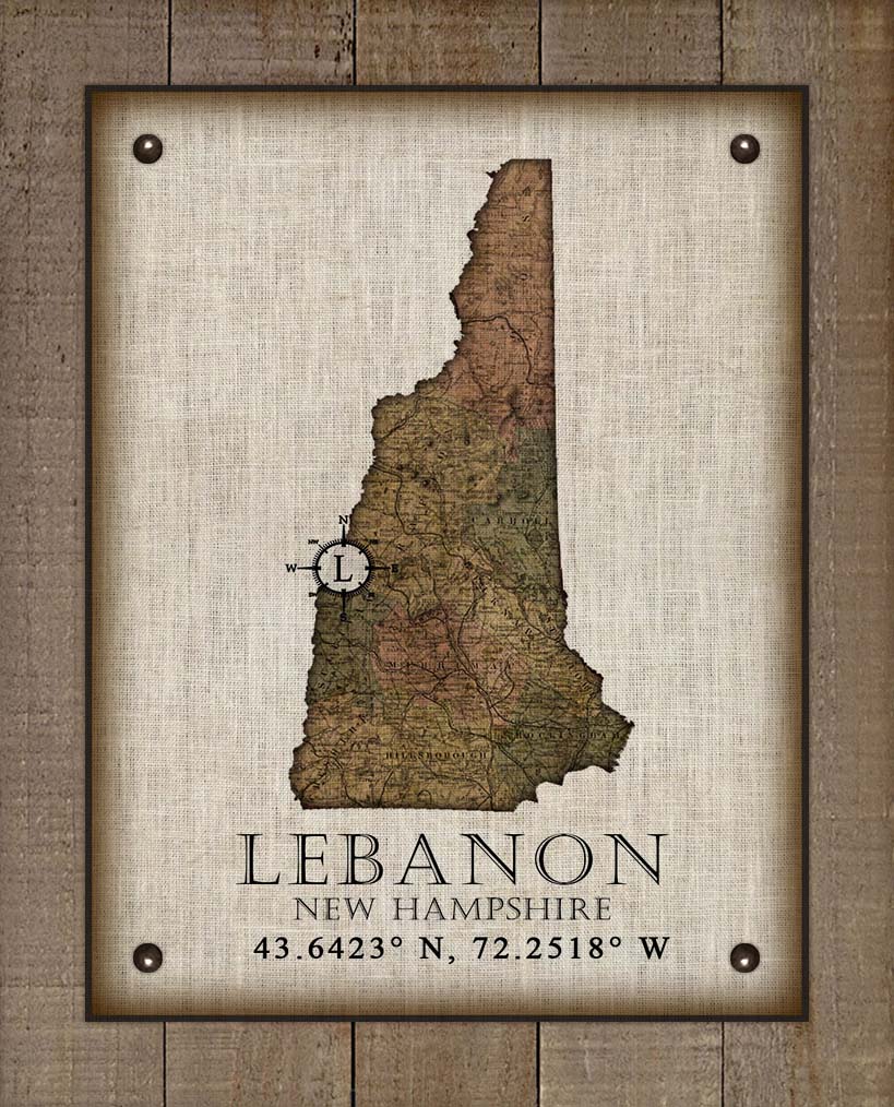 Lenanon New Hampshire Vintage Design - On 100% Natural Linen